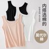 Chaleco de mujer de algodón modal de primavera y verano con parte inferior fina, cómodo, transpirable, combinable, cuello redondo, corte ajustado, adelgazante, talla grande