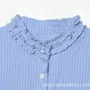 Comercio exterior transfronterizo ropa de mujer 2026 nuevo estilo francés moderno casual top de camisa de manga larga con volantes a rayas