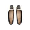 Zapatos planos de tacón grueso y punta cuadrada poco profunda para mujer, versátiles y elegantes, estilo de celebridad de internet, elegancia francesa, tacones altos con hebilla cuadrada metálica