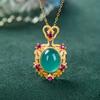 Colgante de Plata Esterlina S925 con Piedra Tianhe Natural para Mujer, Retro, Personalidad, Patrón Calado, Colgante Clavícula, Lágrimas de Ángel