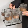 Vasos de Vidrio Estilo Chino para Uso en Casa, Vasos de Té con Aislamiento Térmico y Anti-Escaldaduras, Juego de Vasos para Invitados en la Sala de Estar, Vasos para Jugos, Vasos para Café