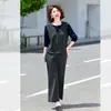 Conjunto casual de dos piezas con sudadera tipo pullover para otoño, nuevo, para mujeres de mediana edad y mayores, top de moda de primavera y otoño de ajuste holgado, tipo dos piezas