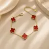 Pulsera Cruzada de Acero Inoxidable Europea y Americana de Cuatro Hojas por Ambos Lados para Niñas, Acero de Titanio No se Desvanece Joyería de Alta Gama al por Mayor