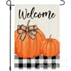 Bandera de Lino de Doble Cara Popular Transfronteriza de Calabaza y Espantapájaros de Acción de Gracias Personalizada para Decoración de Patio Bandera de Jardín