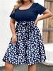 Europa e Estados Unidos transfronteiriço Amazon Temu tendência de moda temperamento gola redonda manga curta cintura flor vestido estampado plus size