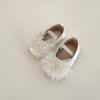 Zapatos de Bebé Suela Suave Antideslizantes Zapatos para Niños Pequeños Malla para Bebé Lazo de Perlas Anti-Caídas Color Sólido Zapatos de Princesa