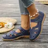 Sandalias Casuales Huecas de Talla Grande de Comercio Exterior para Mujer Nuevas Transfronterizas Sandalias Planas de Color Sólido Populares en Amazon para Mujer