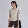 Nova Camiseta Esportiva Feminina de Secagem Rápida, Manga Curta, Alta Elasticidade, Roupa de Yoga, Treinamento de Corrida e Ciclismo, Top Fitness