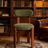 Silla de comedor de madera maciza estilo nórdico, silla de comedor de tela verde, silla de comedor de Marsella, silla tapizada estilo francés vintage, silla de restaurante con respaldo