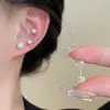 Pendientes premium de plata pura S999 para mujer, pendientes para perforación, ear cuffs de zirconia de alta gama de nicho, pendientes de pedrería, plata