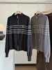 Cardigan de Tricô Listrado com Gola Alta e Zíper Duplo Estilo Coreano Feminino Outono 2026 Novo Casaco Suéter Versátil Top