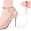 Zapatos de tacón alto con cordones de cadena de diamantes de perlas, sin tacón, instalación sin cordones, perezosos, anti-caída, correa de talón