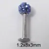 Cristal de Vidro Bola de Broca Completa Estilo Japonês e Coreano Barra em T Aço Titânio Lábio Unha Pequena Unha de Orelha Unha do Osso da Orelha Strass Haste Longa Fina