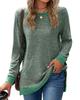 Ropa de Mujer Europea y Americana Transfronteriza Amazon Estación Independiente Cuello Redondo Bloque de Color Bolsillo Manga Larga Jersey Top Camiseta Casual Holgada