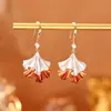 Pendientes de Gancho Exquisitos de Lujo Ligero con Hojas de Ginkgo y Pendientes de Flor Plegada de Misterioso Color Morado Contrastante, Pendientes Elegantes y con Estilo para Mujer