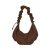Bolsa plissada estilo preguiçoso nuvem feminina 2026 nova bolsa de bolinho com cordão ombro único transversal grande capacidade para trabalho e axila