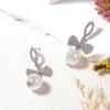 Pendientes colgantes de perlas de imitación con lazo de circonitas simples, ligeros y de lujo, ideales para el Día de San Valentín transfronterizo, para mujer.