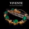 Nueva pulsera de leopardo de calcedonia china, exquisita pulsera de estilo nacional con temperamento clásico y diamantes de oro auténtico chapados en cobre para desplazamientos diarios.