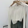 Camiseta de Proteção Solar de Manga Longa Canelada Estilo Europeu para Mulheres, Primavera 2026, Fina e Levemente Transparente, Caimento Solto, Saída de Praia Estilo Preguiçoso com Proteção Solar
