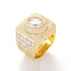 Anillo cruzado europeo y americano para hombre con piedra principal cuadrada grande, moissanita de color D VVS, joyería hip-hop, accesorio de mano de lujo ligero, el más vendido