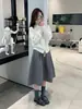 Falda Larga de Invierno 2026 para Mujer, Estilo Casual, Espesa de Lana, Forma de Capullo de Flor, Nueva, Elegante, Versátil, Adelgazante, Longitud Media, Estilo Paraguas