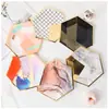 Novo Prato de Papel Hexagonal Colorido Hot Stamping Suprimentos para Festa de Aniversário Prato de Papel Diamante Descartável Spot Atacado
