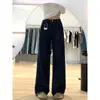 Jeans Azules Oscuros de Pierna Recta para Mujer, Nuevo Estilo de Verano, Tallas Grandes, Figura de Pera, Cintura Alta, Sueltos, Adelgazantes, Pantalones de Pierna Ancha