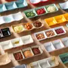 Vajilla de Melamina Kaiba Imitación Porcelana Comercial Creativa Plato de Tres Compartimentos para Sabores Restaurante de Hot Pot Rectangular Plato para Salsa de Soja y Condimentos de Chile