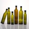Venda direta 250ml500ml750ml verde escuro quadrado redondo garrafa de azeite garrafa de óleo de vidro