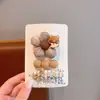 Tecido cor de café desenho animado presilha de cabelo infantil laço xadrez pérola presilha de tecido totalmente revestida presilha para franja de bebê sem danificar