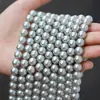 Cuentas simuladas de concha de perla gris multitonos 3-10 mm, cuentas de concha de imitación con agujeros rectos para joyería hecha a mano DIY, cuentas redondas