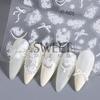 Novos adesivos de nail art atacado 3D diamante pérola renda branca flor semitransparente laço adesivos de unha japoneses adesivos