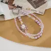 Colgante de teléfono de pulsera de pentagrama de perlas artificiales de doble cadena estilo ins minimalista, accesorio de correa de teléfono versátil anti-pérdida
