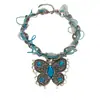 Nuevo Collar de Mariposa Azul Bohemio Deseo Puro Cadena de Clavícula Trenzada a Mano Nudosa Collar Elegante de Gama Alta