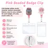 Porta credencial de identificación con clip para documentos, decoración de cuenta de bola de diamante rosa hecha a medida profesional, con hebilla de fácil extracción, regalo sorpresa para el lugar de trabajo