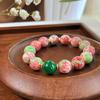 Estilo Nacional Cerámica Rosa Collar de Cuentas Pulsera Retro Elegante Intelectual Partículas Grandes Anudado