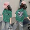 Camiseta de manga corta con estampado de dibujos animados de algodón puro para niñas (2025), informal, combinable, de media manga y moderna.