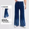 Calça Wide Leg Jeans com Novo Degradê Transfronteiriça para Mulheres, Cintura Alta, Emagrecedora, Multi-Bolsos, Fashion, Solta, Zíper, Calça Casual Fitness