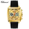Reloj Multifuncional Chenxi para Hombre Calendario Impermeable Luminoso Reloj para Hombre Cuadrado Correa de Silicona Doble Pantalla Reloj Electrónico Venta al por Mayor
