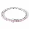 Pulsera de Tenis Popular Hip-Hop Europeo y Americano de Venta Caliente Transfronteriza con Circonita Incrustada de 3 mm Doble Fila Pulsera de Tenis Moderna al por Mayor