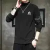 Camiseta de manga larga de forro polar de doble cara para otoño e invierno para hombre, camiseta base unisex casual ajustada con cuello camisero, top engrosado y cálido