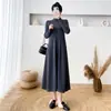 Vestido de punto de manga larga con cuello medio para mujer, nuevo estilo otoño e invierno, vestido largo de cintura ajustada, vestido suéter base adelgazante