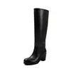 Botas altas de estilo británico de moda de 7 cm hasta la rodilla, nuevo modelo otoño e invierno 2026, punta redonda, tacón grueso, botas de montar sin cordones para mujer