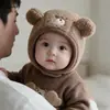Touca de Bebê Outono Inverno Quente Lã de Cordeiro Acolchoada com Proteção para Orelhas para Meninos Meninas Bebês Recém-nascidos Bebês Pequenos Fofa de Pelúcia