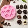 Molde de Silicone de Flor e Folha para Fondant, Chocolate, Decoração de Bolo, Ferramentas de Confeitaria DIY