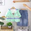 2026 Nova Roupa Infantil Outono para Meninas Conjunto Estiloso Versão Coreana Quatro Cabeças de Urso Moletom para Menina Tendência Atacado