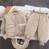 Roupas infantis, conjunto outono e inverno para meninos, conjunto de duas peças acolchoado espesso de inverno para bebê menino, conjunto corta-vento de inverno para bebê menina, moderno