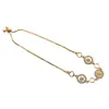 Corrente de Joia Banhada a Ouro, Pingente de Pedra de Cristal Zircônia Cravejado com Diamantes, Pulseira Feminina Acessórios de Joia Personalizados, Pérolas