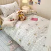 Juego de Sábanas de Algodón Puro para Dormitorio de Estudiantes Universitarios de Tres Piezas, Funda de Edredón Individual de Algodón, Juego de Cama de Dormitorio de Cuatro Piezas