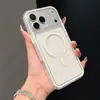 Funda para Teléfono Móvil Airbag de Dos en Uno de Color Contrastante Adecuada para iPhone 17, Transparente, Carga Magnética, Apple 16, Cubierta Protectora Anti-Caídas